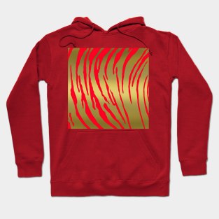 Gold Tiger Stripes Red Hoodie